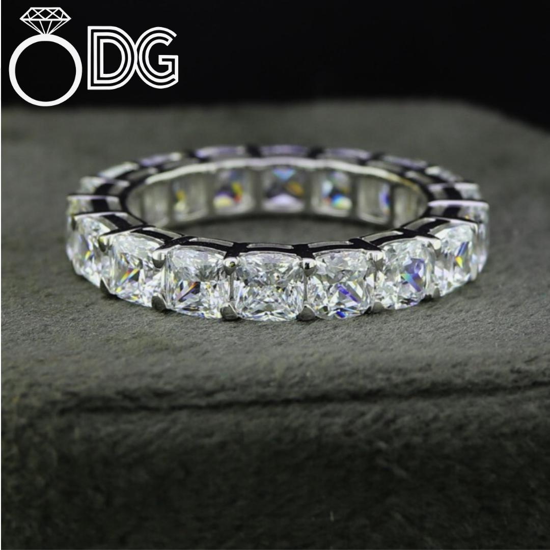 3 Carat Cushion Cut Moissanite Eternity Ring – 925 Sterling Silver Antiq... - $220.00