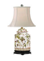 Floral Bird Motif Scalloped Jar Porcelain Jar Lamp 22&quot; - £202.07 GBP