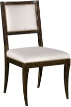Dining Side Chair Woodbridge Ross Tapered Posts Mink Antique Brass Brown Lether - £1,146.12 GBP