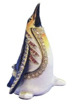 Jeweled Enameled Pewter Penguin Hinged Trinket Ring Jewelry Box by Terra... - $26.71