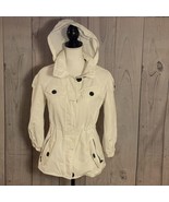 BCBGMaxAzria Hooded Coat, Small, White, Polyester Blend, Lined, Pockets - $149.99