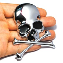 3d chrome metal skull skeleton car trunk tailgate emblems badge decal sticker thumb200