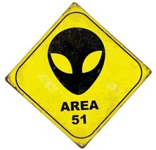 AREA 51 Alien Warning Sign Metal SciFi Wall Sign Decor 8&quot;x8&quot; - £10.47 GBP