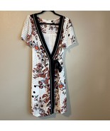 ANTHROPOLOGIE MAEVE Aubrey Floral Polka Dot Wrap Dress Lined Sz 14 W9177 - $38.69