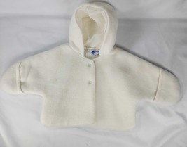 Vintage Cradlecraft Newborn to 6 Months White Fleece Jacket Handcovers Hooded - £18.70 GBP