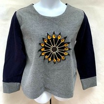Shangyin Sz 1X Sweater Top Gray Blue Beaded Starburst Asian Size 4XL - $19.59