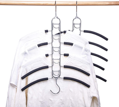 2 Pack 5 in 1 Anti Slip Clothes Hangers Space Saver Magic Metal Hangers NEW - $31.09