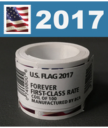 100-1000 Sheets of 1-10 Rolls Flag 2017 Forever Stamps fo... - $23.99+