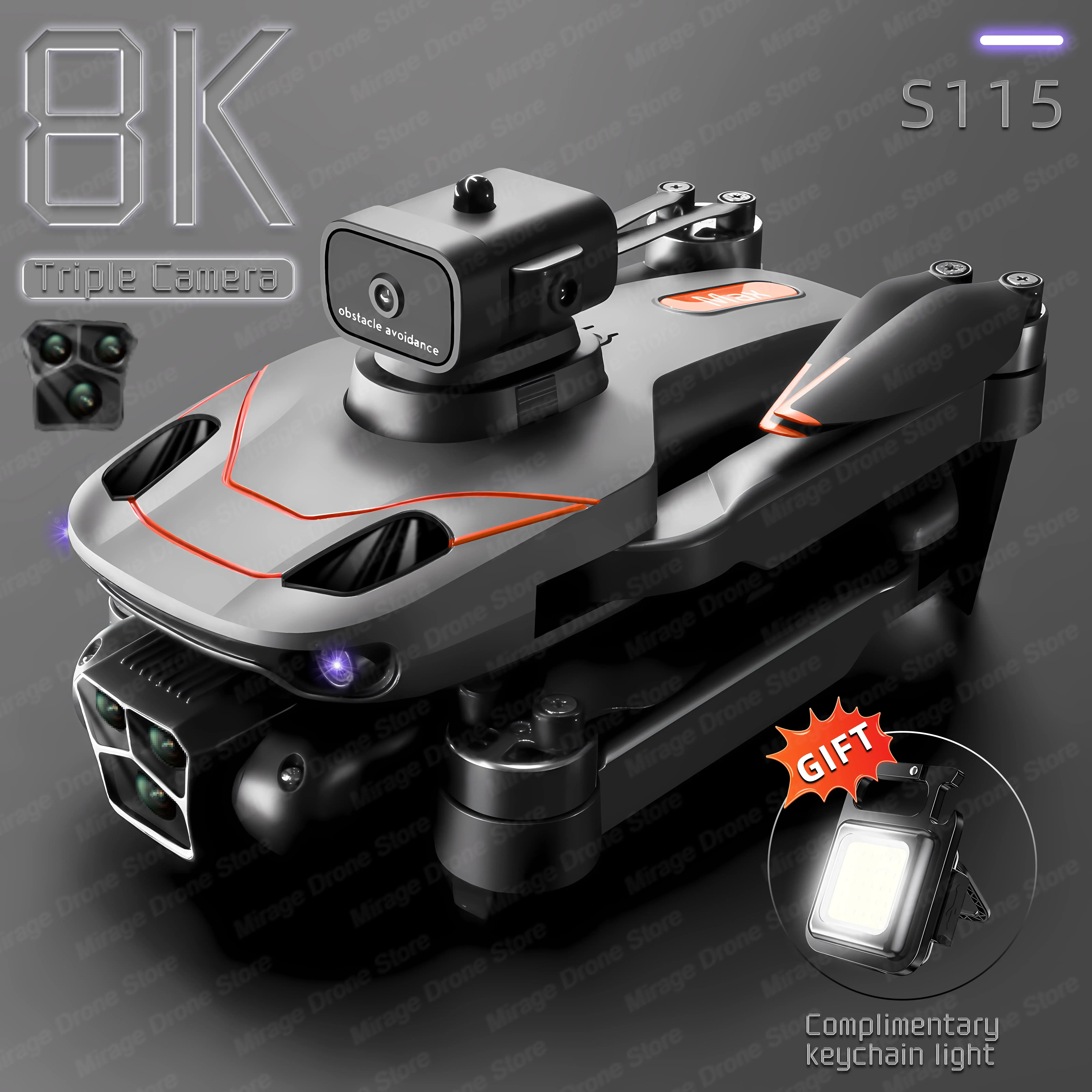 New S115 RC Drone 8K Professinal With Three Camera Wide Angle Optical Fl - £46.23 GBP+