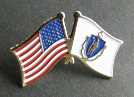 MASSACHUSETTS USA COMBO STATE FLAG LAPEL PIN BADGE 1 INCH - £4.41 GBP