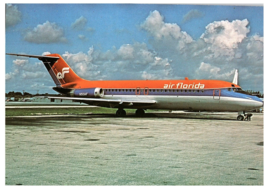 Air Florida Douglas DC 9 15F at Miami Airplane Postcard - $9.89