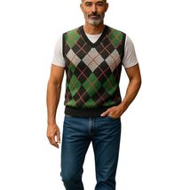 Vintage Huntington Ridge hand knitted stripes squares vest - $9.11