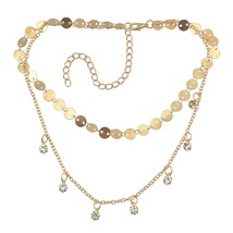 18K Gold-Plated &amp; Cubic Zirconia Sequin Station Necklace - £11.21 GBP