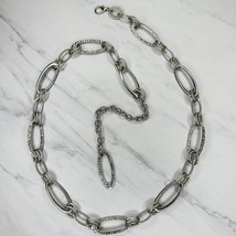 Rhinestone Studded Silver Tone Metal Chain Link Belt Size Medium M Large L - £14.87 GBP