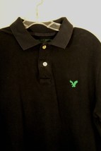 American Eagle Outfitters Athletic Fit Golf Shirt Navy Blue Mens M Green Logo - £11.70 GBP