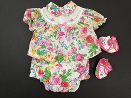 Vintage Tawil Girl&#39;s 6-9 months Spring Floral Dress Set w/ Booties - £7.59 GBP