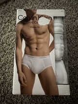 NEW Men&#39;s Calvin Klein 3-Pack 100% Cotton Classic Fit White Briefs Size XXL - $23.33