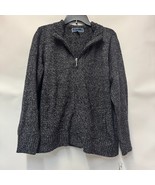 Karen Scott Womens S Black White Marled Knit Full Zip Mock Neck Sweater ... - $454.63 MXN