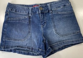 Vintage Unionbay Jean Shorts Juniors 9 Low Rise Cargo 90s Y2K Blue Denim Stretch - £15.02 GBP