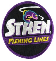 Vintage Stren Fishing Line Neon Cloth Patch Bass Fish Hat Jacket Embroidered - £7.75 GBP