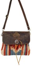 Women's Floral Upcycled Fabric Distressed Leather Shoulder Bag 17RT2107 - $49.49+
