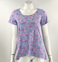 LuLaRoe Classic Top Small Purple Pink Ballerina Print Short Sleeve Dance... - $11.88