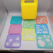 Tupperware Toys 1408 Yellow Carrying Case 6 Stencils Letters Shapes Draw... - £13.00 GBP