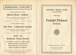 Donald Dickson Concert Program 1946 University of Minnesota Artists Course  - $17.82
