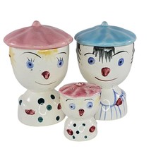Vintage Japan Egg Cup Shaker Anthropomorphic Clown Set 1950s - £23.63 GBP