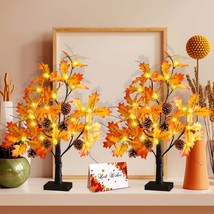 2 Pack Maple Tree Light For Fall Thanksgiving, 24&quot;/2Ft Lighted Maple Tre... - $45.99