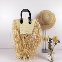 Lafite Grass Tassel Hand-held Straddle Straw Bag Holiday Bag  Purses and Handbag - £35.76 GBP