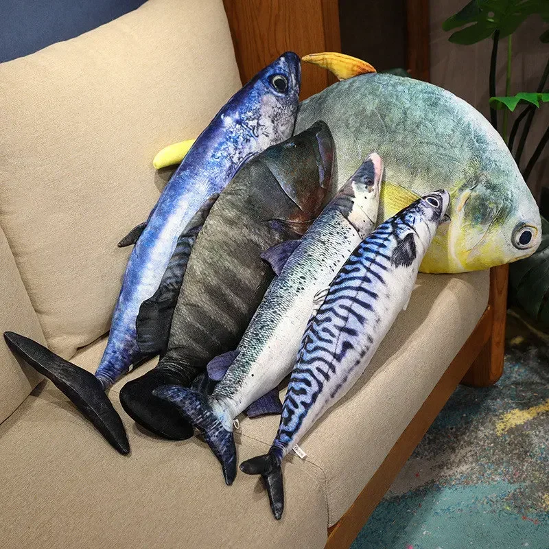  fish plush toys stuffed tuna salmon autumn saury grouper plush pillow creative sofa p thumb200