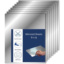 Stick On Mirror Tiles 6 X 9 Inches - Flexible Mirror Tape Sheets, Non-Glass Self - £15.81 GBP