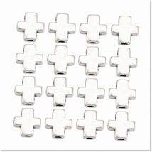 100Pcs Tibetan Style Silver Cross Beads - Mini Small Pocket Crosses for Jewelry - £20.63 GBP