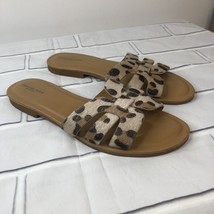 American Eagle Womens Sandals Size 9 Calf Hair Leopard Animal Print Slides - £10.63 GBP