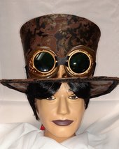 Steampunk Or Mad Hatter Brocaded Top Hat (Large Without Goggles) - £31.71 GBP