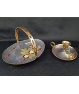 Brass Chamberstick Candle Holder Finger Loop Drip Tray Ring Dish French ... - £18.35 GBP