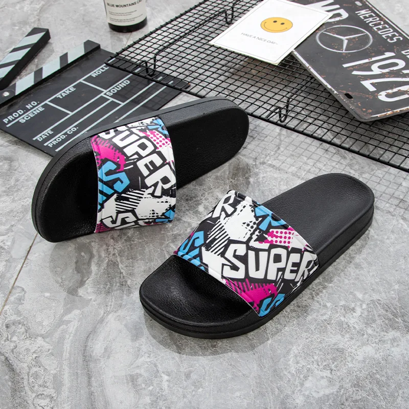 Summer Beach Slides Women Men Bathroom Anti-Slip Slippers Soft Sandals Fashion - £24.61 GBP