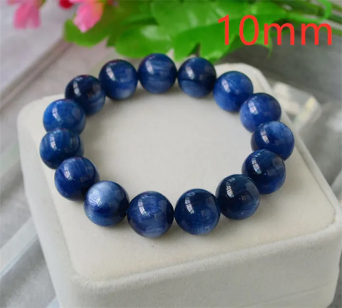 Natural Blue Kyanite Round Beads Cat Eye Bracelet Women Men Gems Blue Kyanite Je - £244.72 GBP