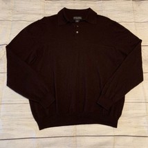Brooks Brothers Extra Fine Italian Merino Wool Mens Size XL Sweater Collar Brown - £19.57 GBP