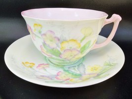 Old Royal England Bone China Tea Cup Saucer Yellow Green Pastels Pink Fl... - £20.13 GBP