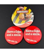 Coca Cola 1984 Vintage Max Headroom 3&quot; Pinback Button, Plus 2 - 2&quot; Coke ... - $370.98 MXN
