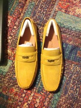 Coach Men&#39;s Signature Coin Flax(light yellow) Suede Loafers-Size:11D -Ne... - $225.00