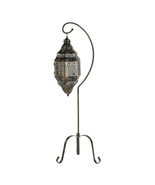 Moroccan Iron Candle Lantern with Stand Lamp Centerpiece Terrace Home Decor - $71.38 CAD