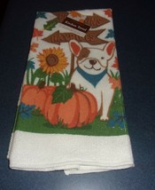 Autumn Themed Kitchen Towel Pot Holder Set Boston Terrier Frenchie Dog Brand New - £10.44 GBP