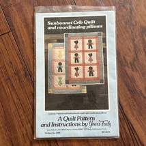 Vtg Yours Truly Sunbonnet Crib Quilt & Coordinating Pillows Sewing Pattern 1978 - $14.99
