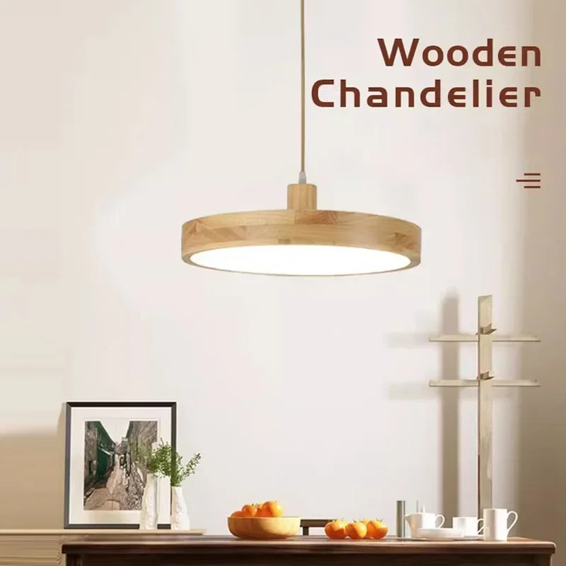 Nordic Ultra-thin LED Wooden pendant lamp for Living Room Bedroom chande... - $113.93+