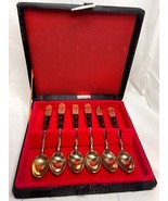 6 Vintage Demitasse Teaspoons in Box Case Hong Kong Wood Inlay UNF1869 B... - $647.18 MXN