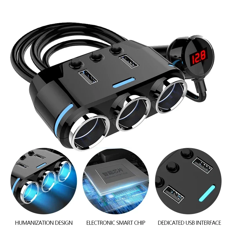 12V-24V Car Cigarette Lighter Socket Splitter Plug LED USB Phone Charger Adapter - £11.80 GBP+