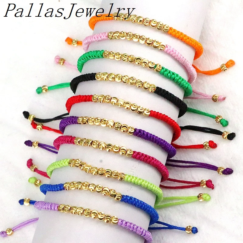 10Pcs Fashion Dainty Gold Thin Charm Rainbow Cord Friendship Macrame Bracelets f - £28.80 GBP